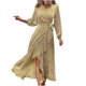thumbnail image 1 of Vestido de manga larga con escote en V y vendaje en la espalda con estampado floral de primavera y otoño para mujer Fridja NMB4492, 1 of 9