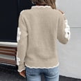thumbnail image 5 of Wutalume Women's Casual Fashion Floral Jacquard V-Neck Knitted Sweater, Elegant Printed Top, Loose Fit Long Sleeve Pullover for Stylish Everyday Wear,Khaki M, 5 of 7