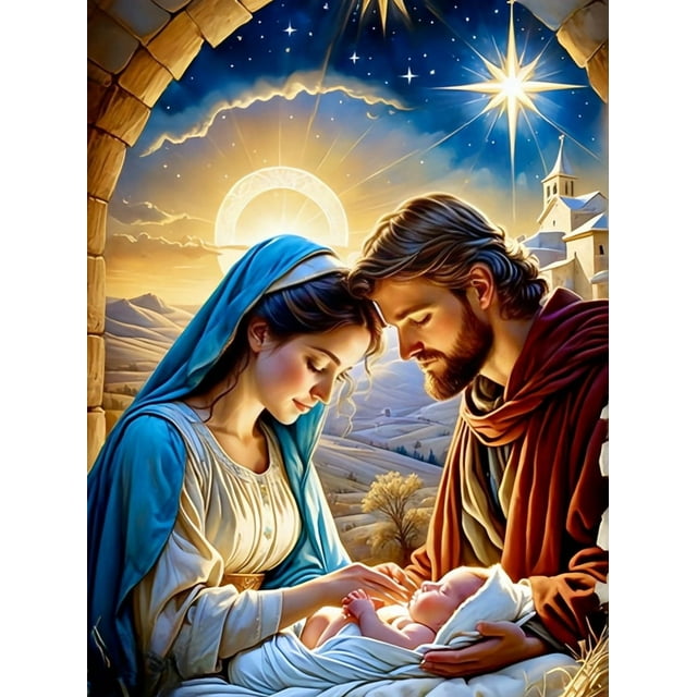 Religion Picture Rhinestones Embroidery Portrait FullRound New Arrival Mosaic Handmade Gift, 40*50cm, frame not included.,131-AB