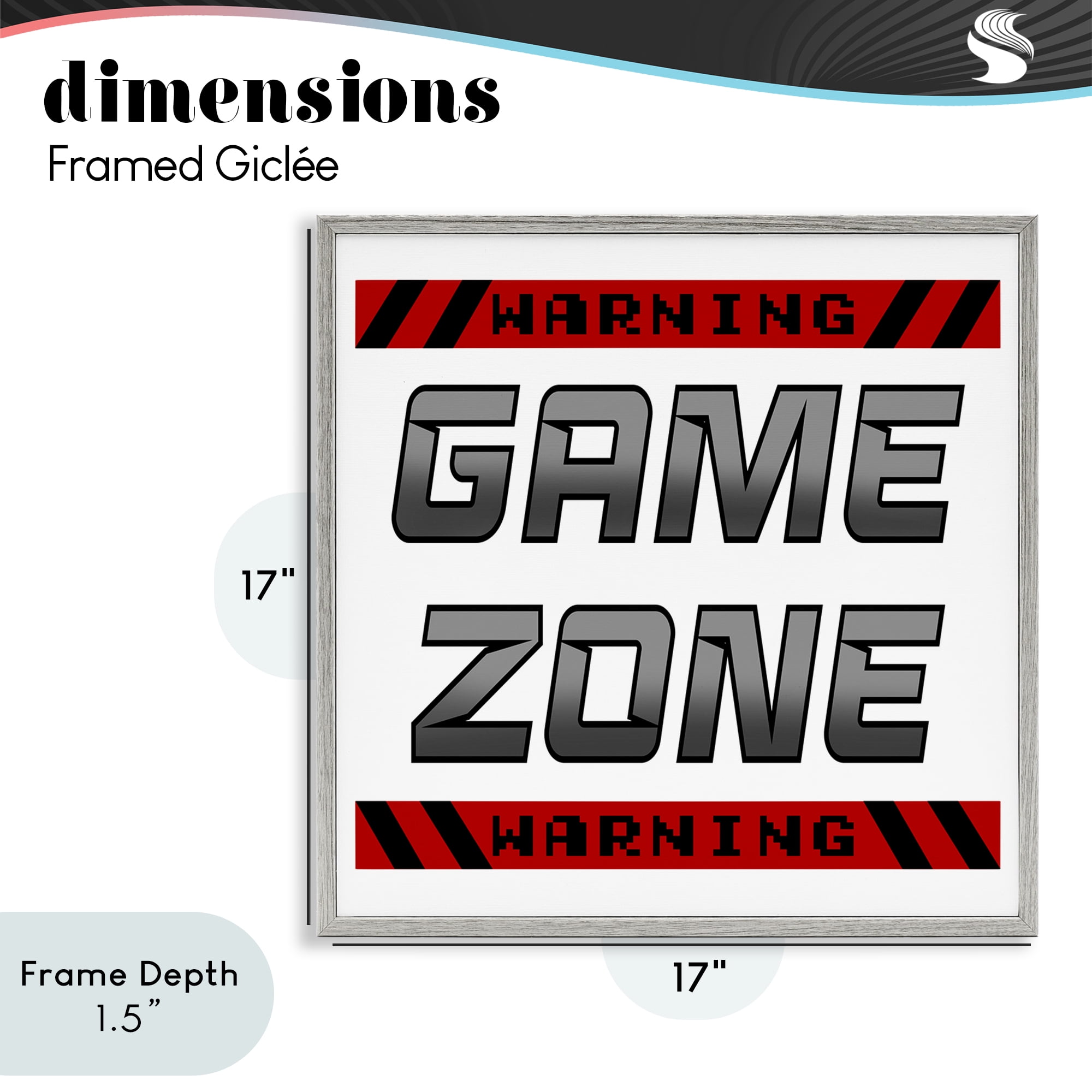 Stupell Industries Game Zone Warning Gray Framed Giclee Art, design by Marcus Prime
