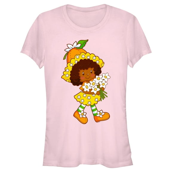 Junior's Strawberry Shortcake Blooming Orange Flower Graphic T-Shirt
