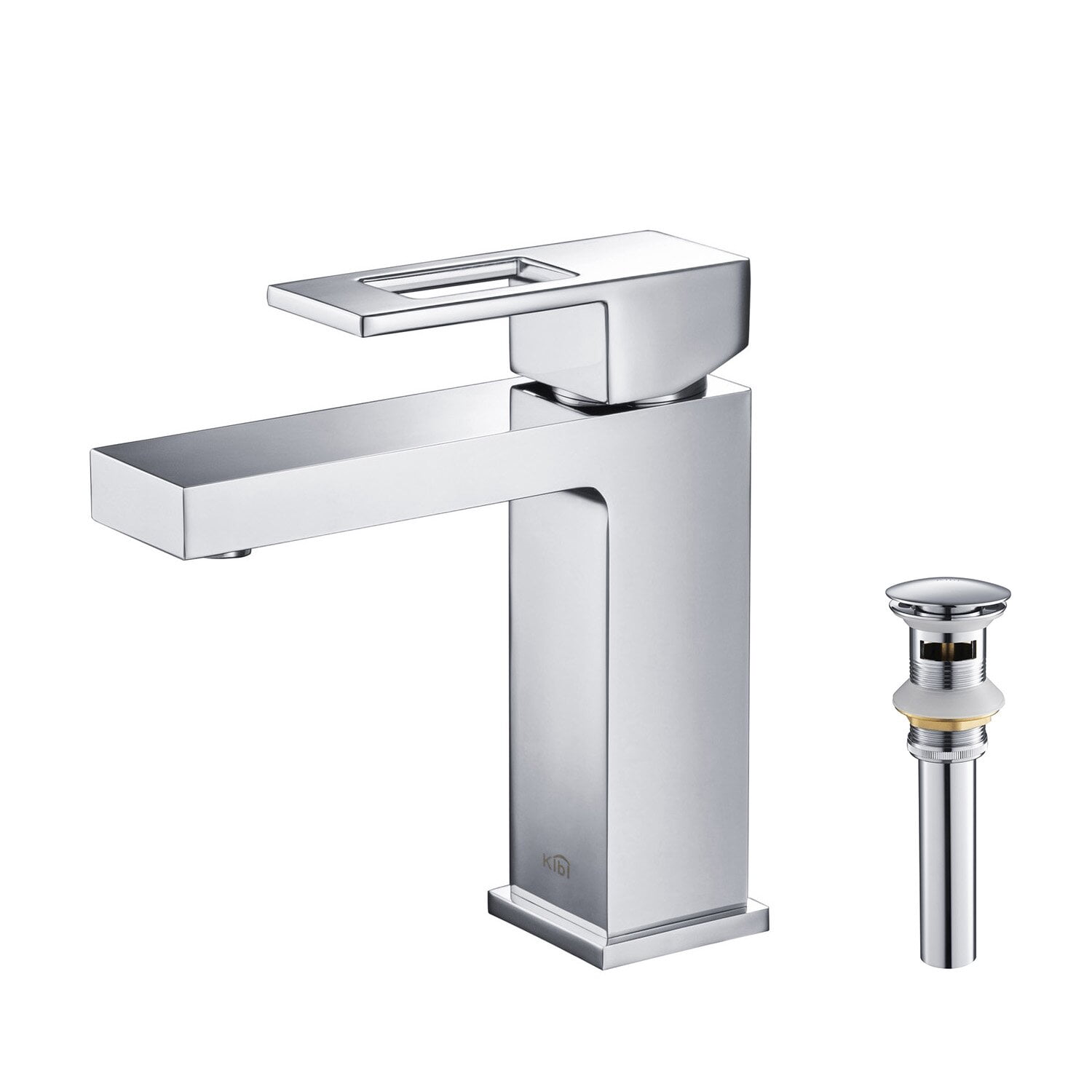 Cubic Single Hole Bathroom Faucet with Drain Assembly, Maximum 1.5 GPM (gallons per minute