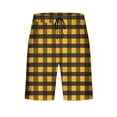 thumbnail image 5 of Men's Swim Trunks Athletic Bathing Quick Dry Plaid Print Drawstring Elastic Waist Beach Shorts with Pockets Yellow 2 XL, 5 of 6