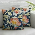 thumbnail image 3 of Creowell Chinoiserie Pillow Cover Yellow Floral Navy Blue Outdoor Throw Pillow Covers Vintage Flowers Pillowcase Square Cushion Cover for Bedroom Sofa Couch Home Decor，Multi-Size, 3 of 5