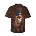 thumbnail image 4 of Bull Terrier Dog With Vintage American Flag (2) Men's 3d Print Casual Button Down Shirts, Novelty Hawaiian Short Sleeves Xl, 4 of 8