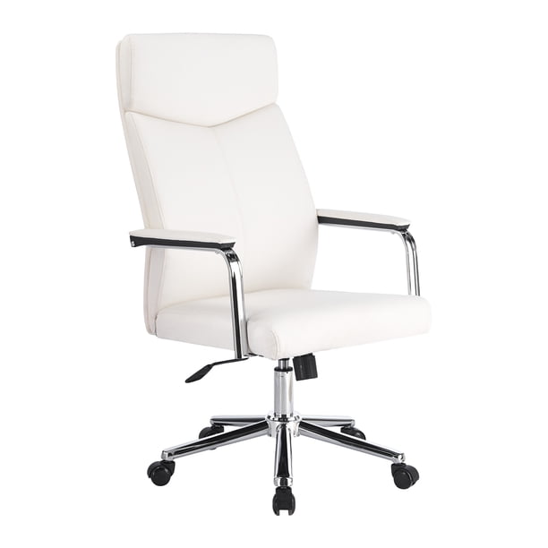 Ilios Innova | Silla Ejecutiva Blanca Ergonómica con Altura Ajustable, Respaldo Alto Acolchado, Base Metálica Cromada con Ruedas 360°, Diseño Moderno para Oficina y Home Office