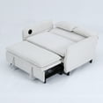 thumbnail image 6 of Miniyam 66" Beige Sofa Bed with Thick Upholstered for Living Room Pull-Out Couch with Adjustable Armrests & Backrests, 6 of 12