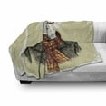 thumbnail image 3 of Animal Soft Flannel Fleece Throw Blanket, Hipster Bear with Glasses Scarf Jacket Wild Mammal Humorous Artwork, Cozy Plush for Indoor and Outdoor Use, 70" x 90", Cream Dark Orange Black, by Ambesonne, 3 of 6