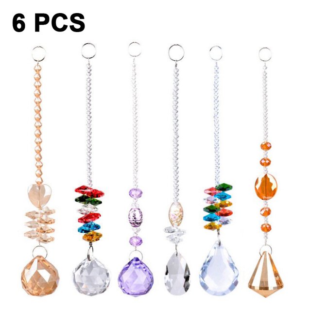 Adorno de bola octogonal de cristal, adorno colgante de cristal artesanal para decoración del hogar, oficina y jardín, 6 uds.