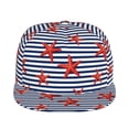 thumbnail image 2 of Haiem Starfish Navy Blue Stripe Classic Snapback Cap Flat Bill Hat Baseball Cap Adjustable Size Cotton Dad Hat, 2 of 9