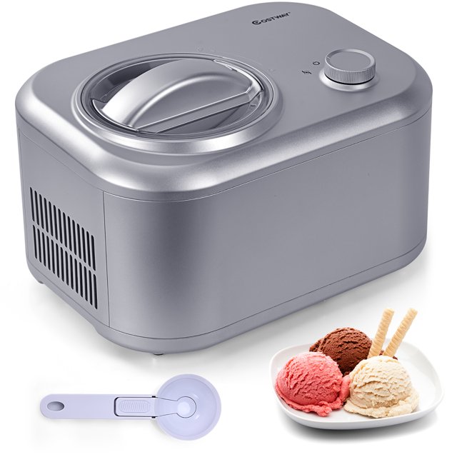 Costway Ice Cream Maker 1.1 QT Automatic Frozen Dessert Machine w/ Spoon Silver