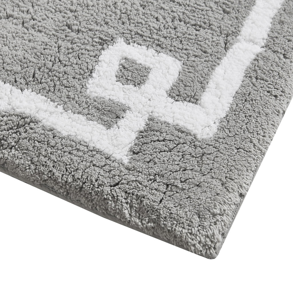 MAYEERTY Medium Pile Cotton Tufted Bathroom Rug, Grey, 24"W x 72"L