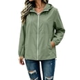 thumbnail image 5 of GERsome Women's Rain Jacket Full Zip Waterproof Lightweight Rain Coat with Packable Pocket for Travel Hiking Green XL, 5 of 8