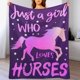 thumbnail image 1 of LHSHID Horse Blanket Just A Girl Who Loves Horses Lightweight Comfy Throws Thicken Throws Soft Flannel Blankets for Couch Chair Travel Gifts for Girls Women x 40x50in, 1 of 7