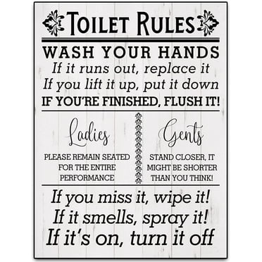 Metal Toilet Rules Funny Pee Tin Bathroom Sign Home Bar Pub Restroom ...