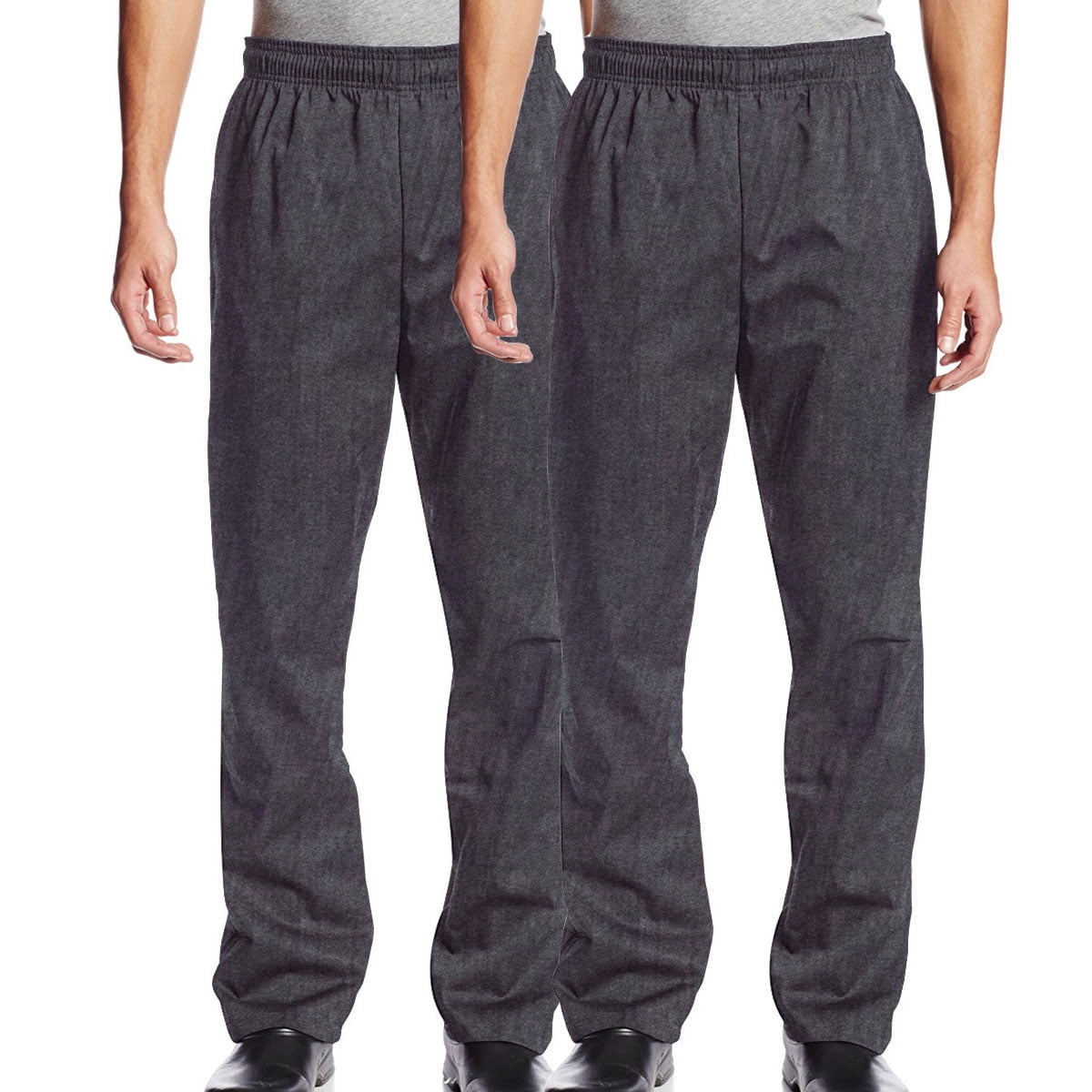 Zipper Chef Pants Unisex Medium Black Pockets Elastic Waist New All Star Uniform 