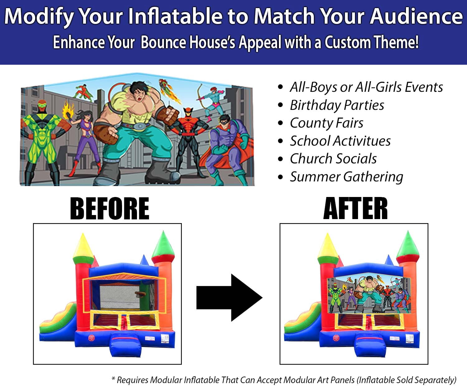 Pogo Bounce House Crossover Bounce House with Water Slide, Modular Rainbow Dual Slide with Splash Pool