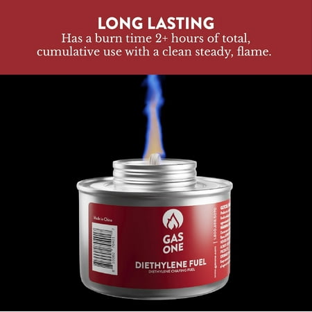 GasOne 2  Hour Chafing Fuel - Food Warmer for Chafing Dish Buffet Set - Liquid Safe Fuel with Wick & Lid Opener for Chafing Dish (Pack of 12)