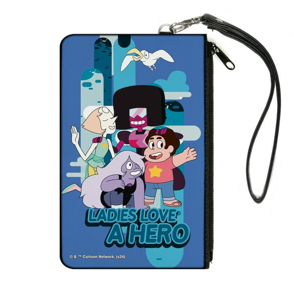Warner Bros. Animation Wallet, Zip Clutch, Steven Universe Ladies Love a Hero Group Pose Blues, Canvas