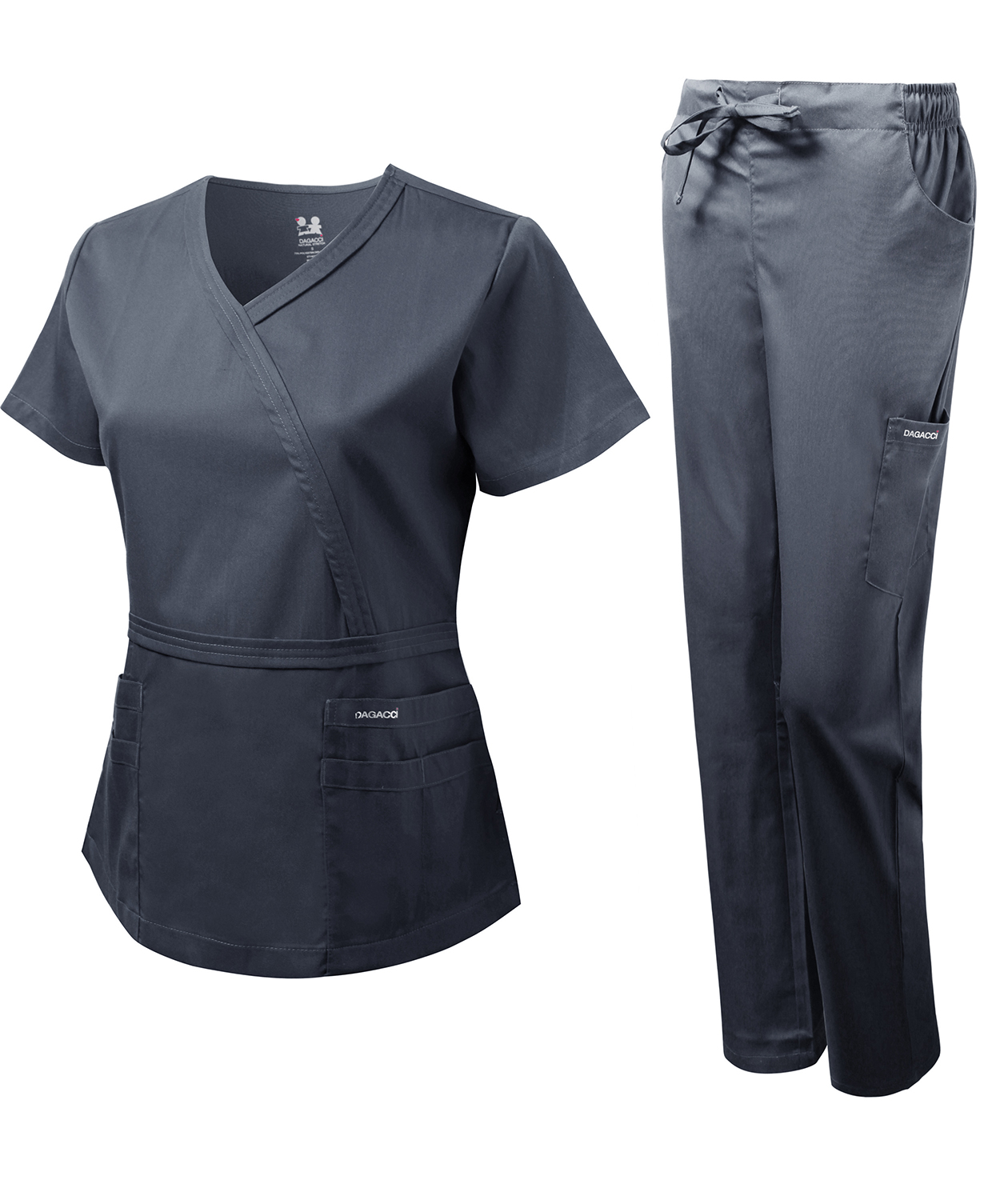 Dagacci Medical Uniform Women's Scrub Set Natural Stretch Y-Neck Stitch ...