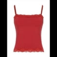 thumbnail image 3 of Camiseta Sin Mangas para Mujer, con Tirantes Finos Ajustables, Camisola Corta con Ribete de Encaje, Estilo Y2K, para Salir en Verano. Rojo L, 3 of 10