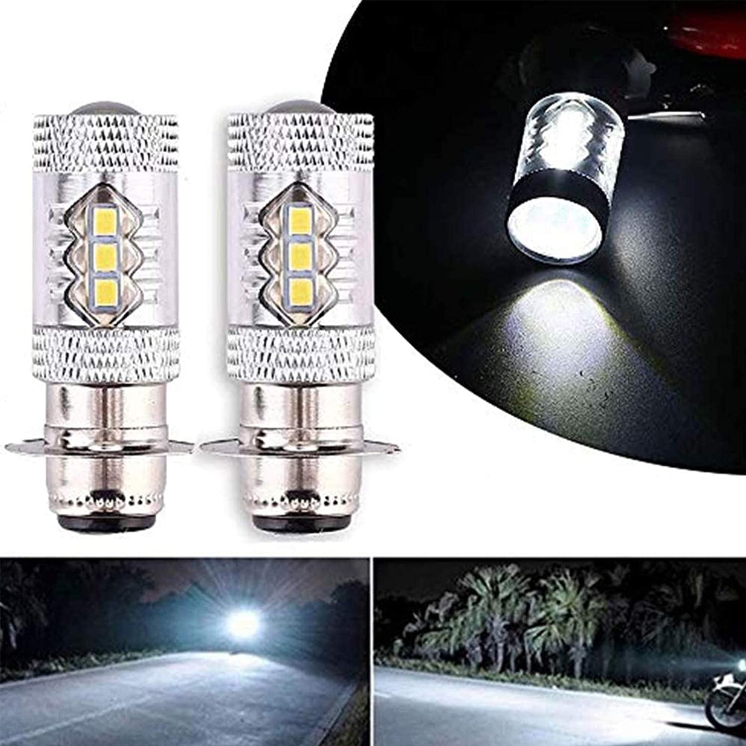 80W Super White LED Headlights Bulbs Upgrade Yamaha ATVS YFM350 400 450 660 700 Raptor Blaster 200 Banshee 350 