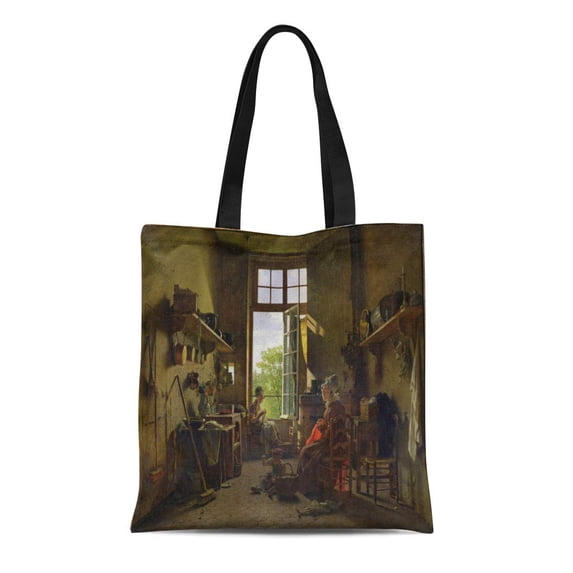 ASHLEIGH Canvas Tote Bag Martin Interior of Drolling 1815 Linterieur Dune Cuisine Broom Reusable Handbag Shoulder Grocery Shopping Bags