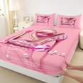 thumbnail image 4 of Castle Fairy Pink Fashion Elegant Mirror Bed Sheets 4-Piece,Sparkly Shoes Full Size Sheets,1 Fitted Sheet, 1 Flat Sheet and 2 Pillowcases, 4 of 6