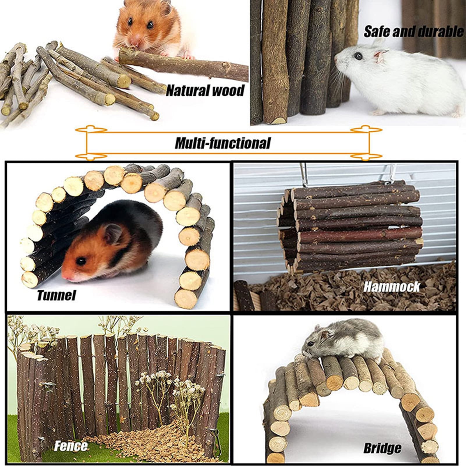 DOPI 7Pcs/Set Molar Toy Long Lifespan Relieve Anxiety Wood Hamster Chew Toy Set for Chinchillas