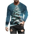 thumbnail image 5 of Christmas Tees For Men Crew Neck Xmas Graphic Print Long Sleeve Pullover Casual Stylish Holiday Funny Tops (4XL, Blue-A), 5 of 5