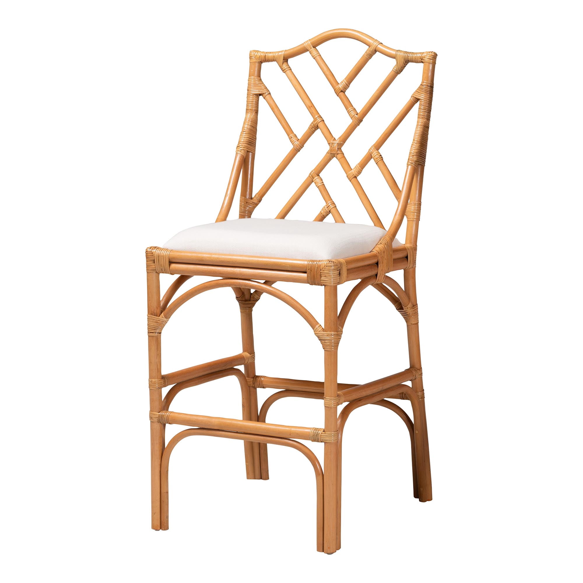 bali & pari Cedric Boho Bar Stool, Bar Height, Light Honey