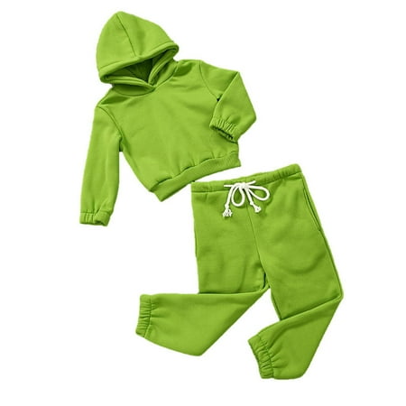 

QIPOPIQ Girls Clothes Clearance Toddler Kids Girls Tracksuits Set Solid Color Crewneck Long Sleeve Sweatshirts Elastic Waistband Pants Two Piece