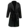 thumbnail image 6 of Buigttklop Womens and Winter Lapel Woolen Cloth Coat Trench Jacket Long Overcoat Outwear, 6 of 6