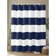 thumbnail image 4 of Navy Blue White Stripes Simple Shower Curtain, Geometric Waterproof Shower Curtain Set with 12 Hooks Lightweight Washable Fabric Shower Curtains for Bathroom 36x72 Inches, 4 of 6