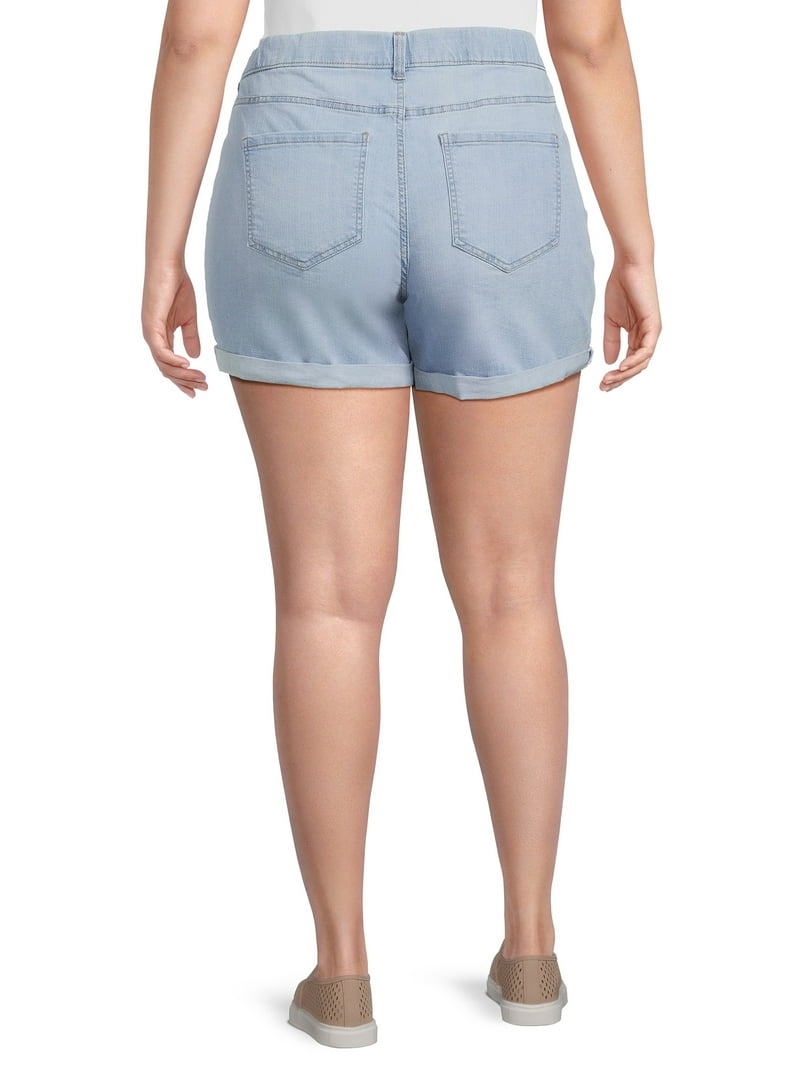 Time and Tru Women's Pull-On Denim Shorts, Inch Inseam, Stretch