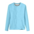 thumbnail image 4 of Workout Tops for Women Viikei Sweatshirts for Women Plus Size,Womens Tops Long Sleeve,Women's Summer Casual Long Sleeve Blouse Round Neck Tops T-Shirt Light Blue XL, 4 of 4