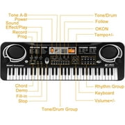 Wallfire 61 Key Keyboard Piano,Digital Music Electronic Keyboard Electric Piano Musical Instrument Kids Learning Keyboard with Microphone For Beginners Kids Girls Boys,Black