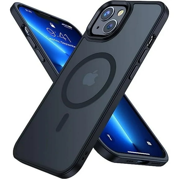 Entronix Magnetic Heavy Duty Case for iPhone 14, Sturdy Shockproof Matte Back Cover, Black