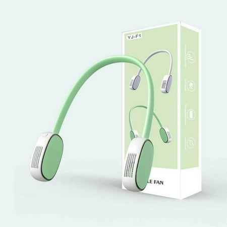 

Promotion Newway Portable Neck Fan Wearable Personal Fan Leafless Rechargeable Headphone Design USB Powered Desk Fan 3 Speeds (Green)