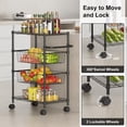 thumbnail image 3 of STRELECT 4-Tier Metal Rolling Cart, Storage Cart with Removable Baskets & Shelves, Utility Cart with Wheels and Handle, for Kitchen, Bathroom, Laundry Room, Black, 3 of 6