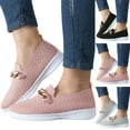 thumbnail image 2 of B91xZ Chaussures pour Femmes Plates Confortables Chaussures de Travail Mignonnes Mocassins à Enfiler Ballerines, Rouge 8.5, 2 of 5
