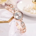 thumbnail image 3 of Reloj de cristal de lujo para mujer, pulsera de acero inoxidable con banda de oro rosa, relojes de vestir elegantes para mujer, reloj femenino, 3 of 5