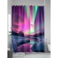 thumbnail image 5 of Shower Curtains Ombre Purple Pink Aurora Bath Curtain Snow River Waterproof Bathroom Shower Curtain Set with Hooks Decoration 72 x 72 Inches, 5 of 7
