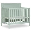 GAHACONNIE Bellport 4 in 1 Convertible Mini/Portable Crib In Safari Green Non-Toxic Finish Made of Sustainable New Zealand Pinewood With 3 Mattress Height Settings