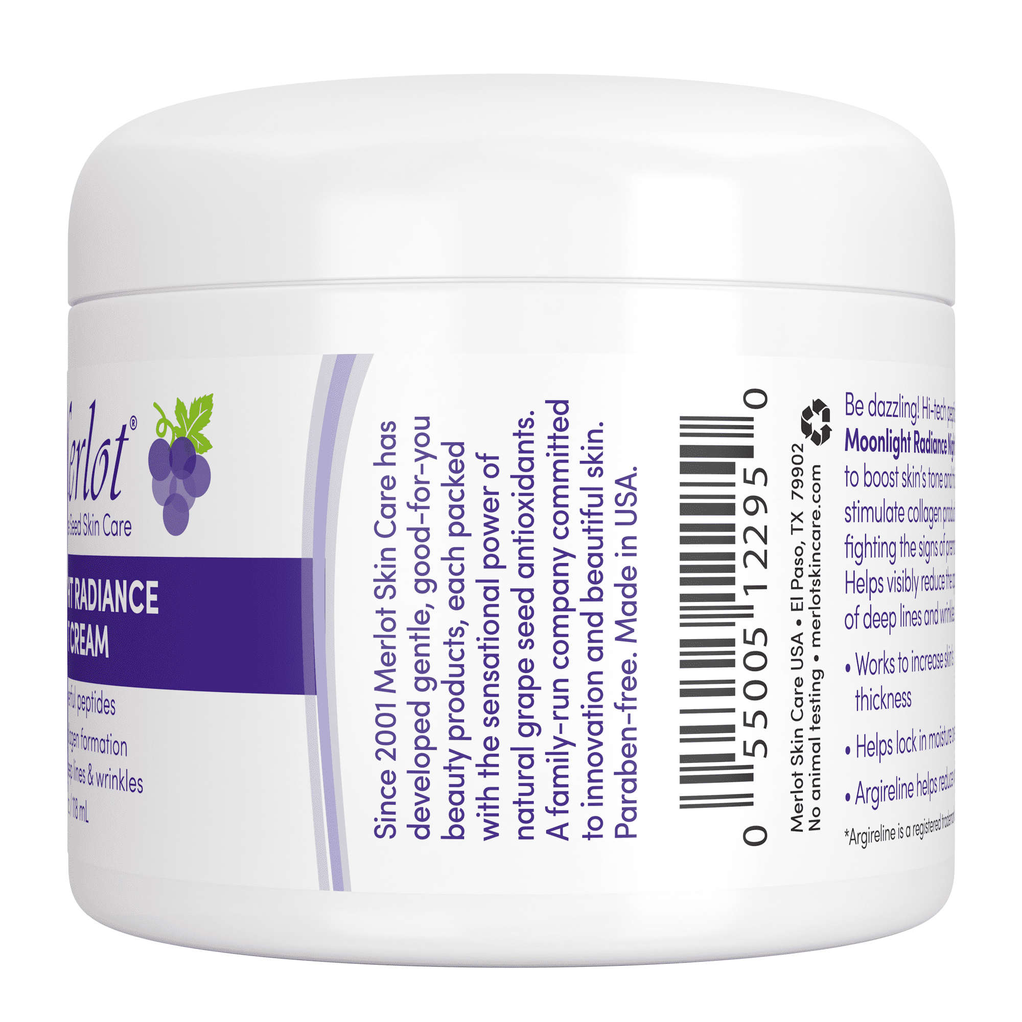 Merlot Moonlight Radiance Night Cream, 4 oz, lock in moisture overnight