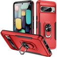 thumbnail image 1 of KOMI pour Google Pixel 8 Pro, Étui avec Protecteur d'Écran, Béquille Anneau Réglable à 360° Intégrée, Protection Militaire Blindée Antichoc - Rouge/noir, 1 of 5