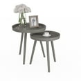 thumbnail image 4 of Lavish Home Set of 2 Round Nesting Side Tables with Tray Tops, Gray, 4 of 9