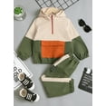 thumbnail image 3 of Mikrdoo Infant Baby Boys Outfits Baby OOTD Splice Pocket Winter Hoodies Pants 2Pcs Clothes Set Green 18-24 Months, 3 of 9