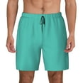 thumbnail image 3 of Uemuo Teal Turquoise Pattern Mens Swim Trunks Quick Dry Board Shorts with Mesh Lining, Stretch Beach Shorts Quick Dry No-Chafing Board Shorts-Small, 3 of 9