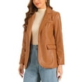 thumbnail image 4 of INSPIRE CHIC Women's Jacket Faux Leather Blazer Lapel Collar PU Moto Biker Jackets XL Caramel, 4 of 6